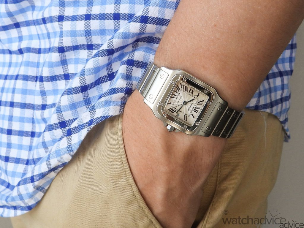 cartier santos galbee on wrist